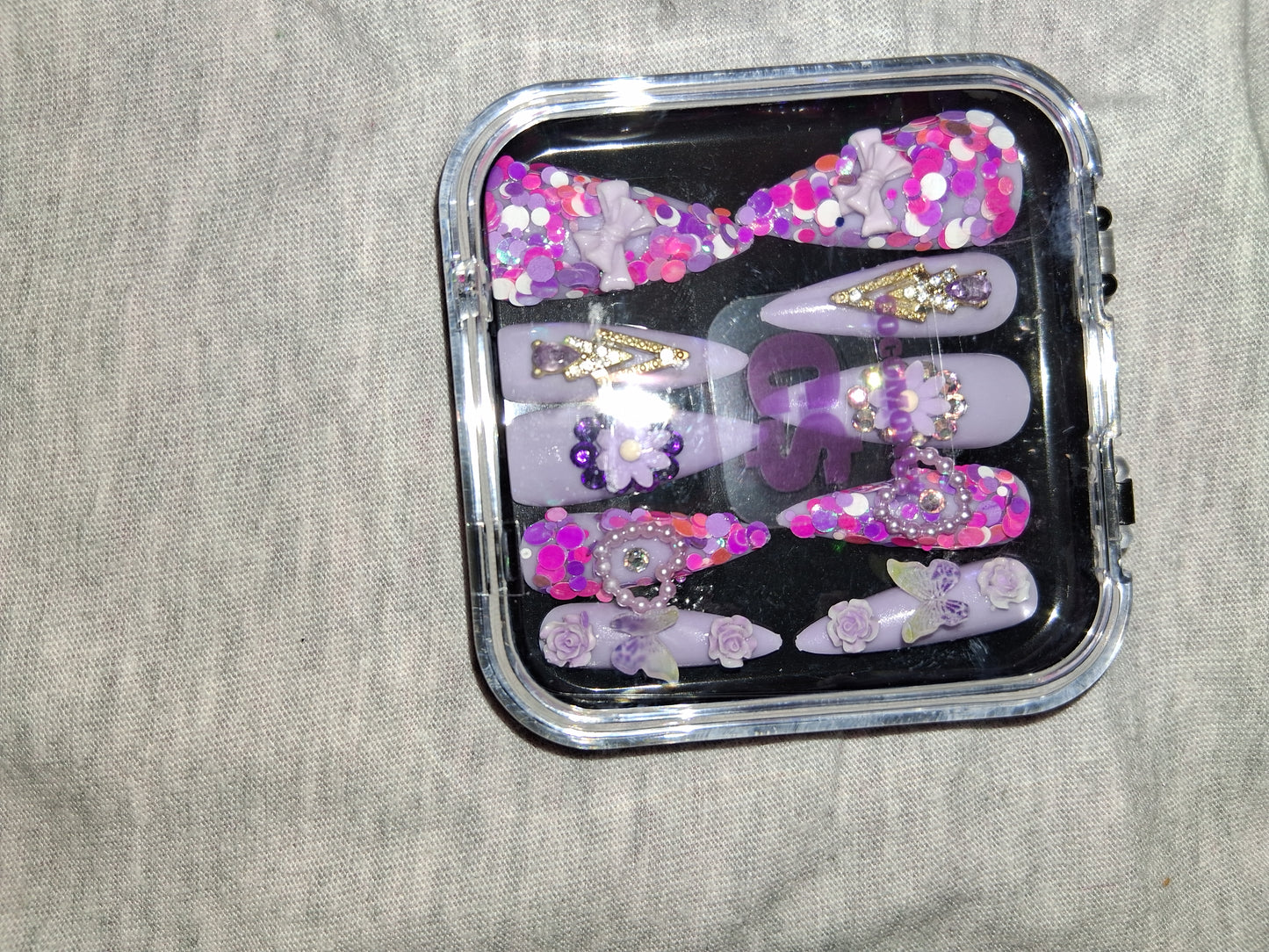 COCOMONEY NAILS CUSTOM 1 OF 1 GLUE ON PRESS ON COMES WITH FREE GIFTS #b85