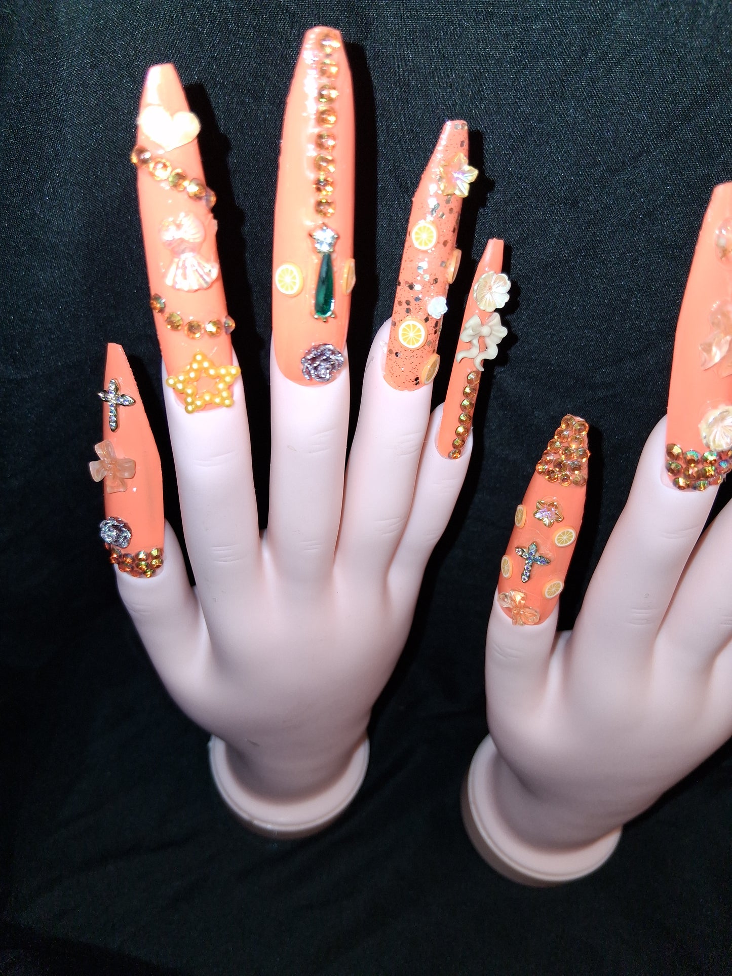 COCOMONEY NAILS CUSTOM 1 OF 1 GLUE ON PRESS ON COMES WITH FREE GIFTS #o60