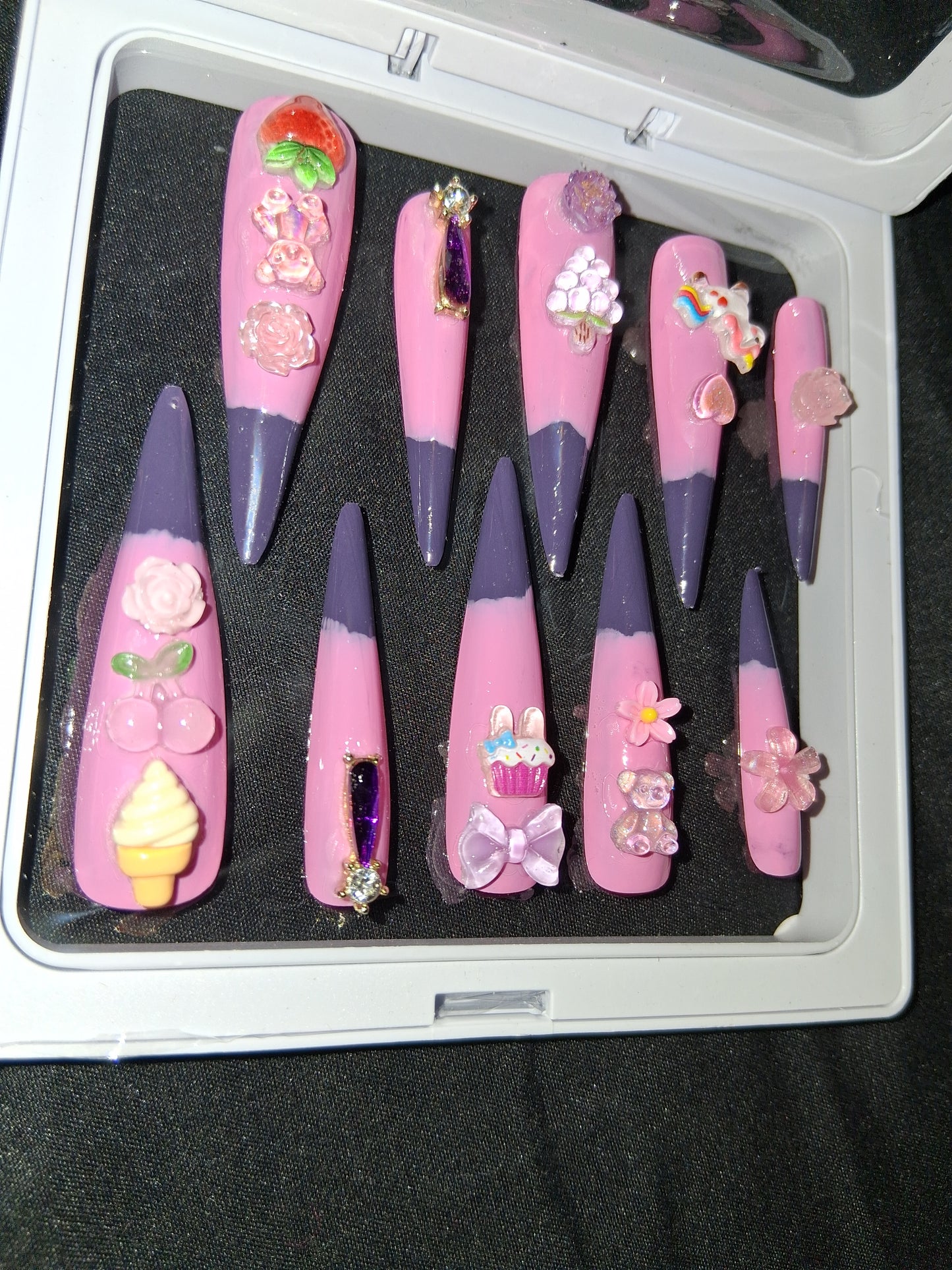COCOMONEY NAILS CUSTOM 1 OF 1 GLUE ON PRESS ON COMES WITH FREE GIFTS #p66