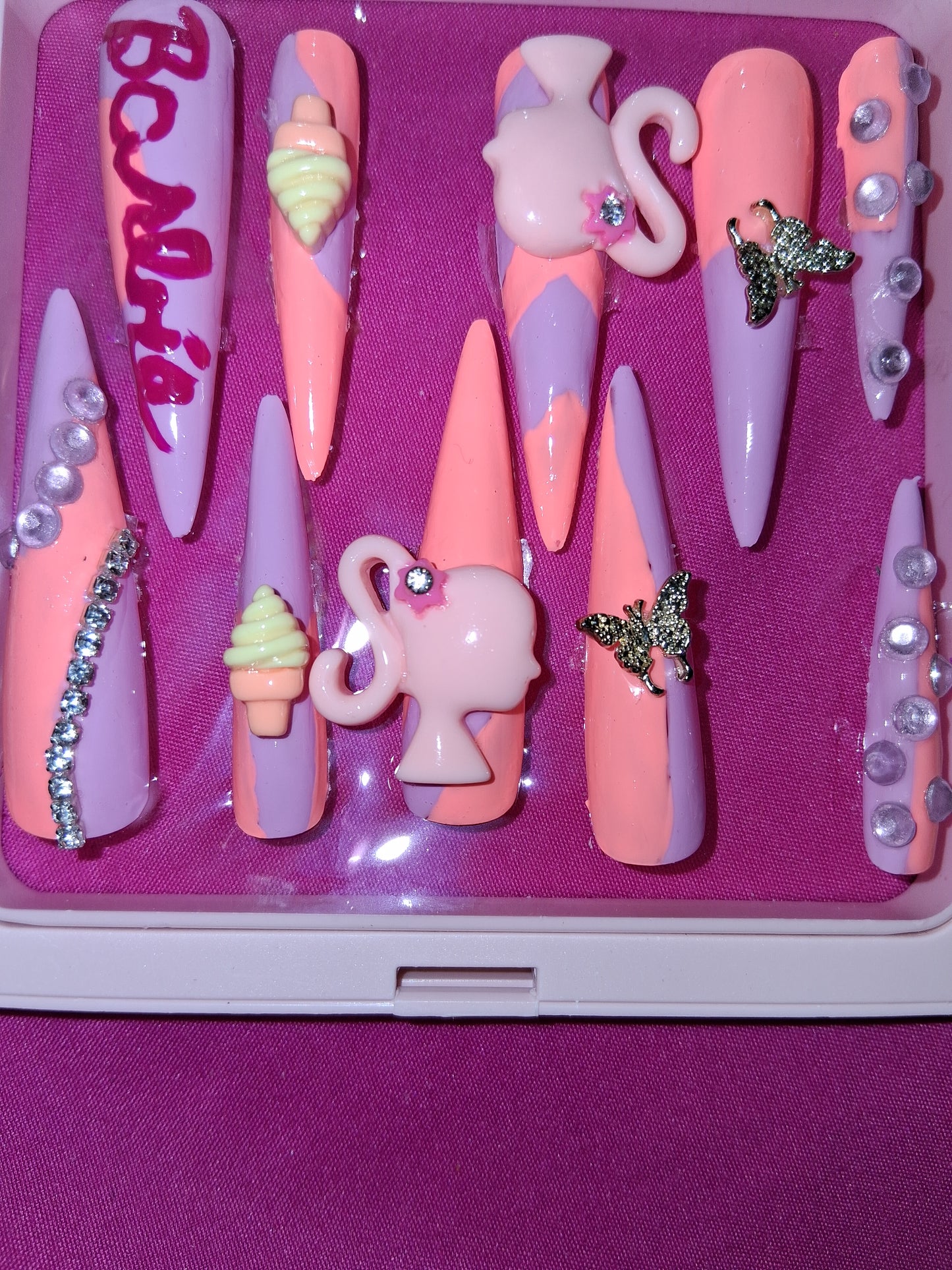 COCOMONEY NAILS CUSTOM 1 OF 1 GLUE ON PRESS ON COMES WITH FREE GIFTS #p46
