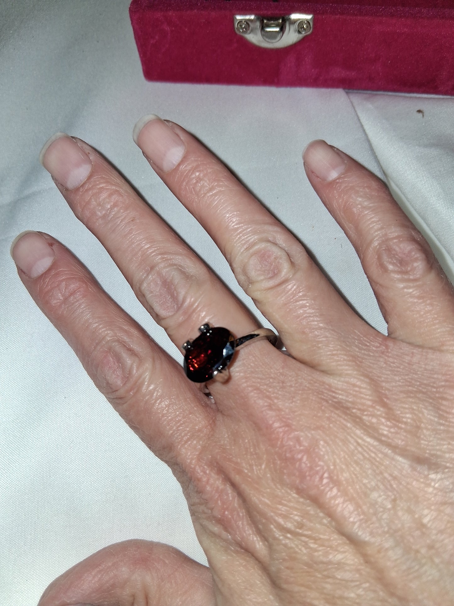 Red ring silver plated size size 10