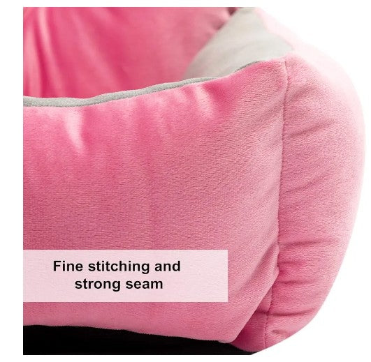 Pet Bed for Dog or Cat Rectangle Plush Warm Puppy Sofa Mat Cushion, Pink Crown