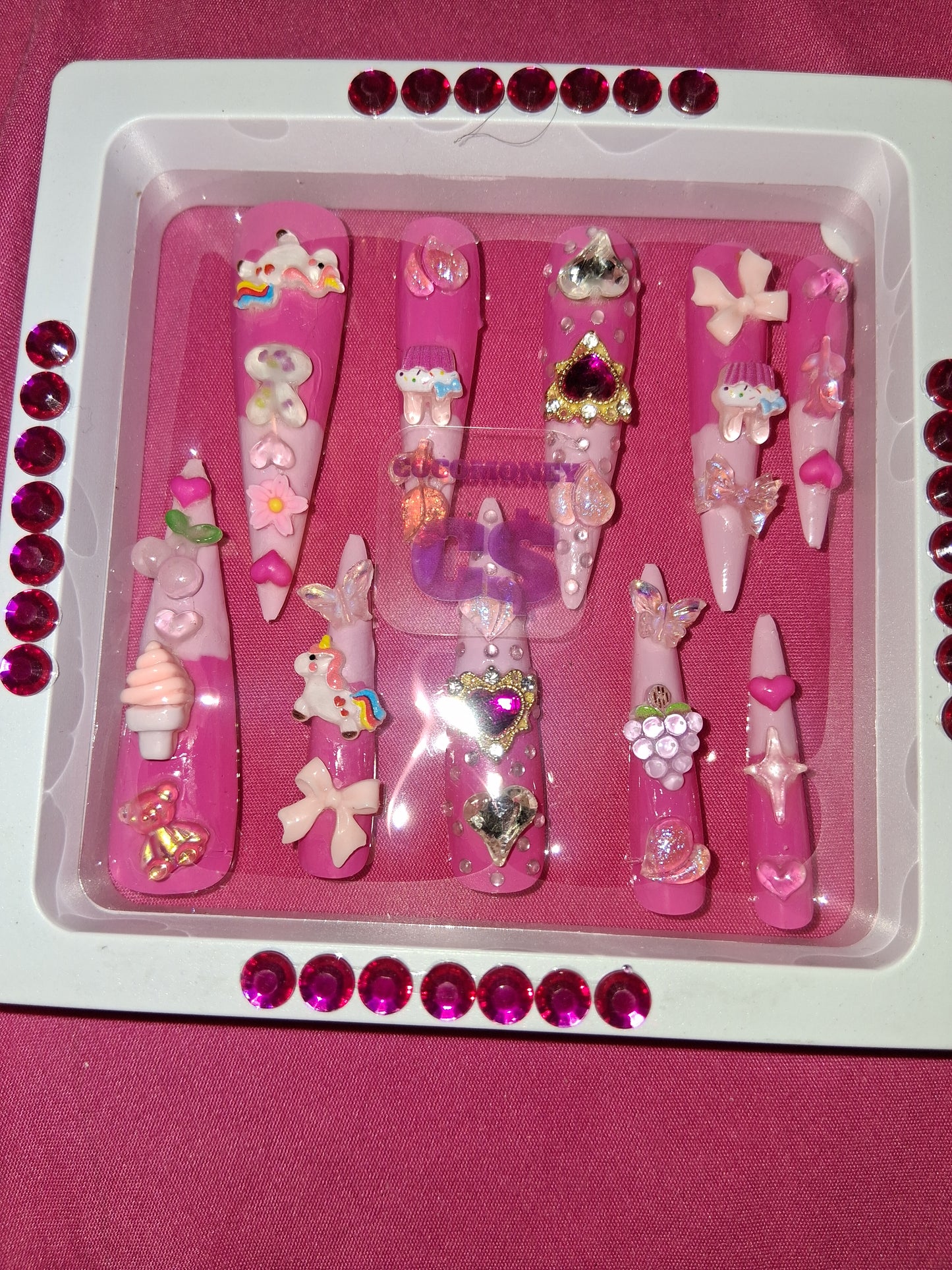 COCOMONEY NAILS CUSTOM 1 OF 1 GLUE ON PRESS ON COMES WITH FREE GIFTS #p38