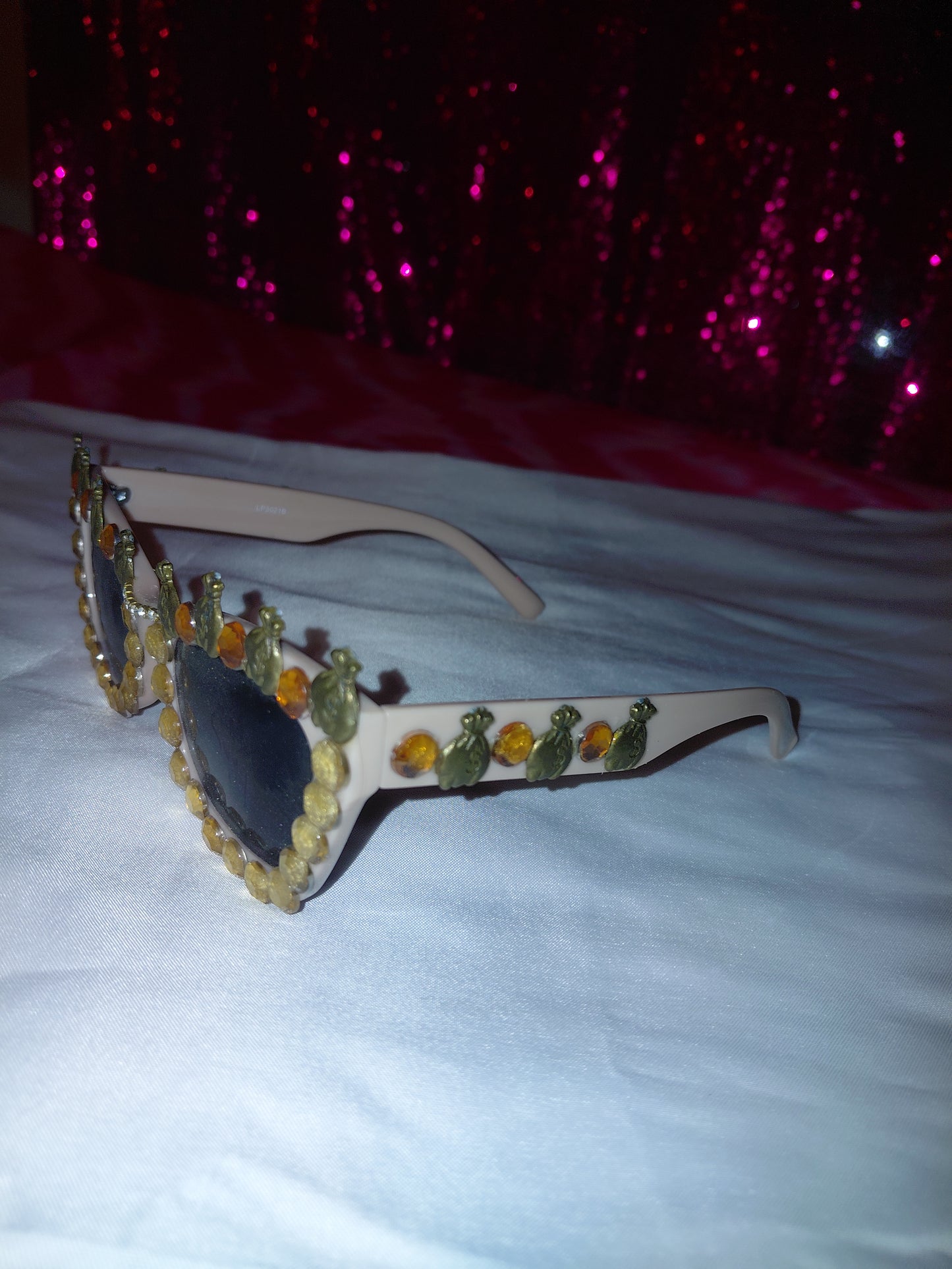 Cocomoney Glasses custom 1 of 1 pair sunglasses gemstones plastic materials uv COCOMONEY.STORE