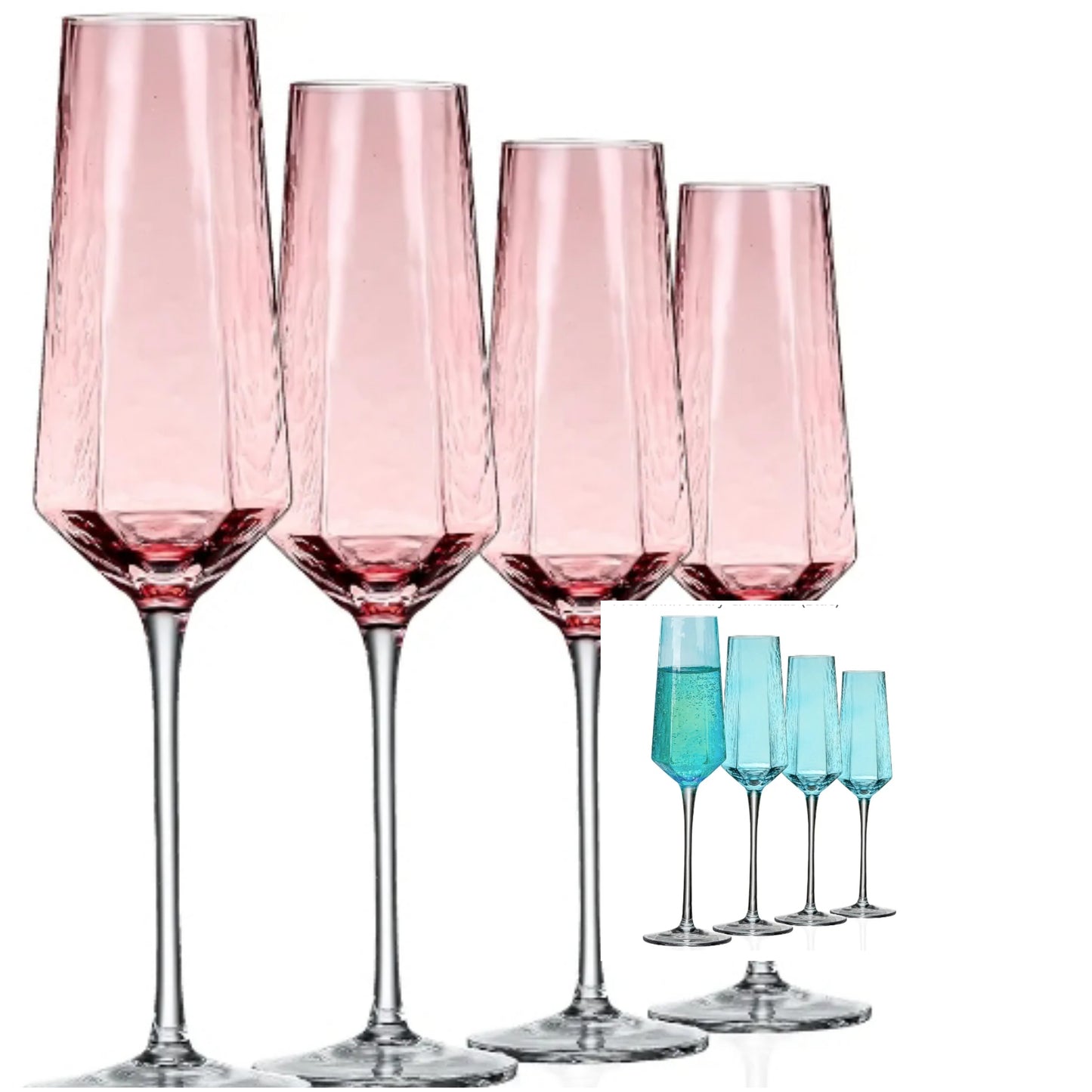 Crystal Champagne Flutes 8Oz Pink Wedding Champagne Glasses Classy Champagne Flutes Elegant Flutes Set of 4 for Wedding Anniversary Christmas