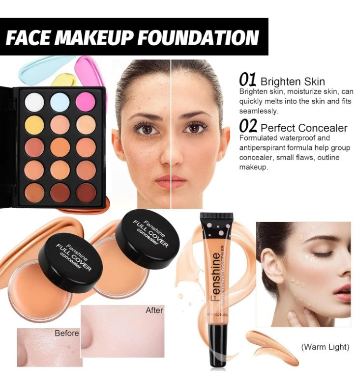 Full Makeup Gift Set Makeup Essential Starter Bundle Include Eyeshadow Palette Lipstick Eyebrow Pencil Brush Set (Type C)