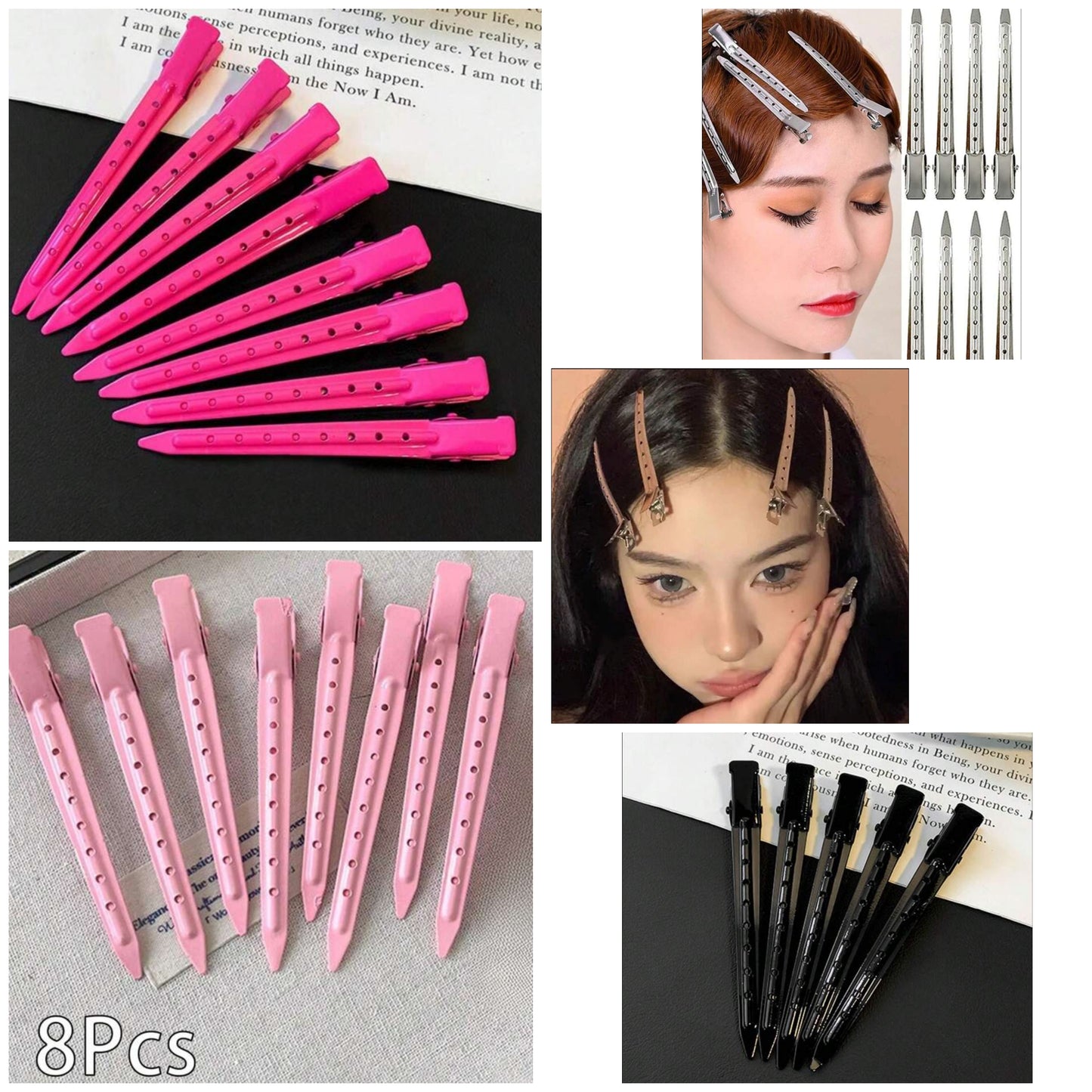 8pcs Metal Hair Clips Set For Styling, Sectioning, Salon, Root Clipping, Thinning, Diy Hair Accessories 8pcs Metal Hair Clips Set For Styling, Sectioning, Salon, Root Clipping, Thinning, Diy Hair