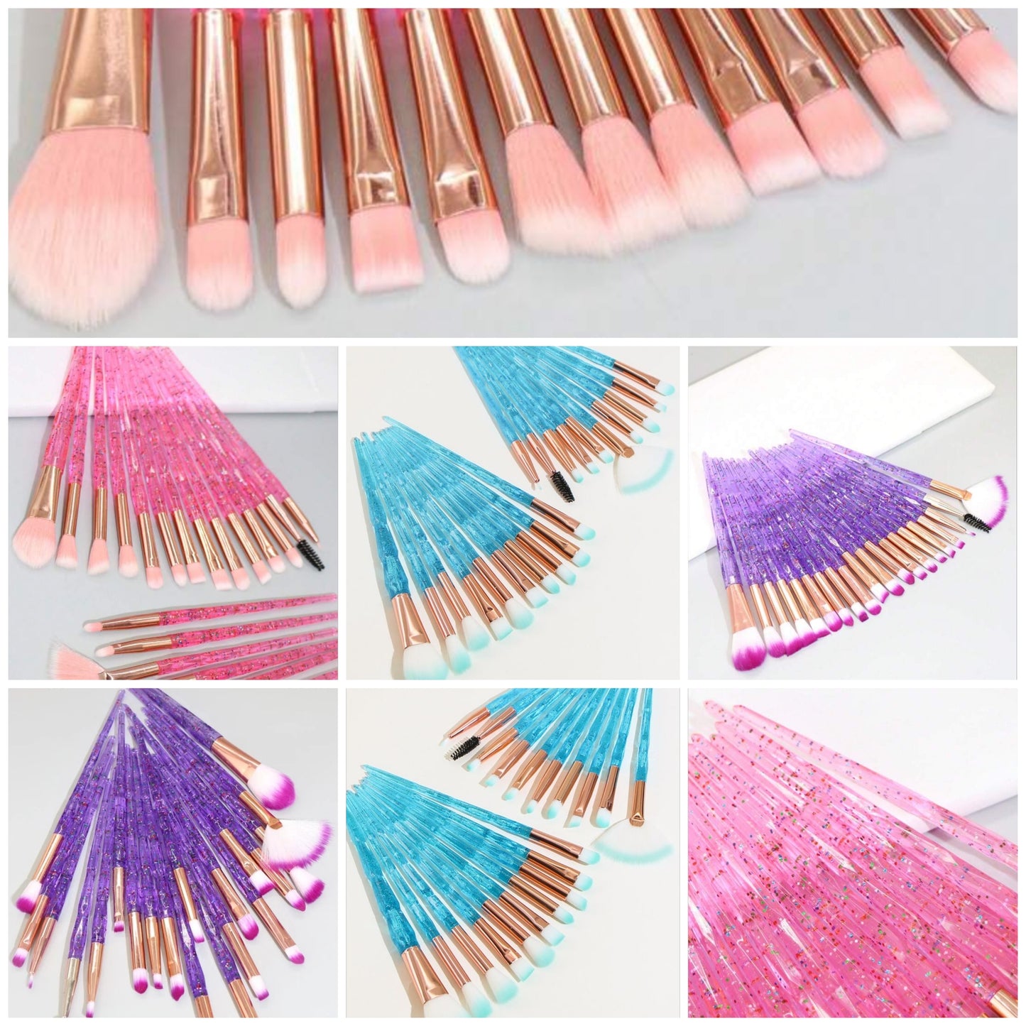 20pcs Crystal Eyelash Brush Eyeliner Brush Eye Brush Makeup Tools, Makeup Brush, Cosmetic Brush