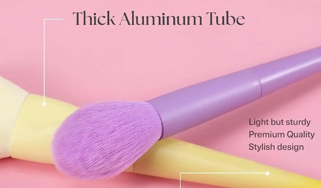Makeup Brushes Set- A (17 Pcs) Premium Quality Synthetic and Colorful Brushes Kit with Purple Top and Blue Bottom Sponges for Blush Concealers, Blending Face Powder and Eyeshadow Makeup
