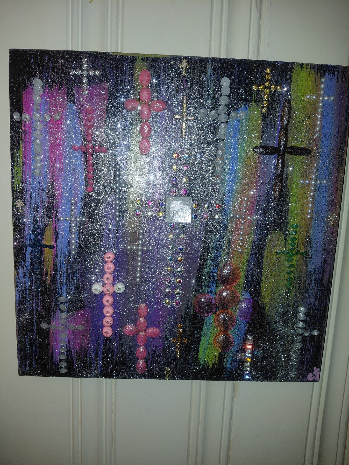 COCOMONEY ART CROSS SHINE PAINTING 1 OF 1 CUSTOM PAINTING 12×12 inches