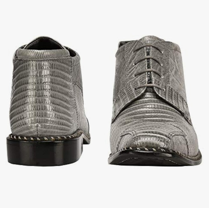 Mens Ankle High Top Lizard Print Lace Up Genuine Leather Dress Shoes