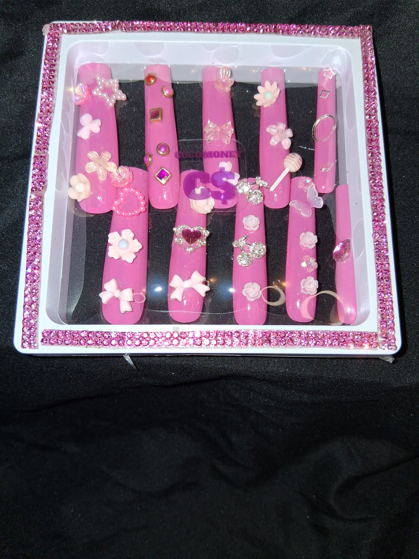 COCOMONEY NAILS CUSTOM 1 OF 1 GLUE ON PRESS ON COMES WITH FREE GIFTS #o73