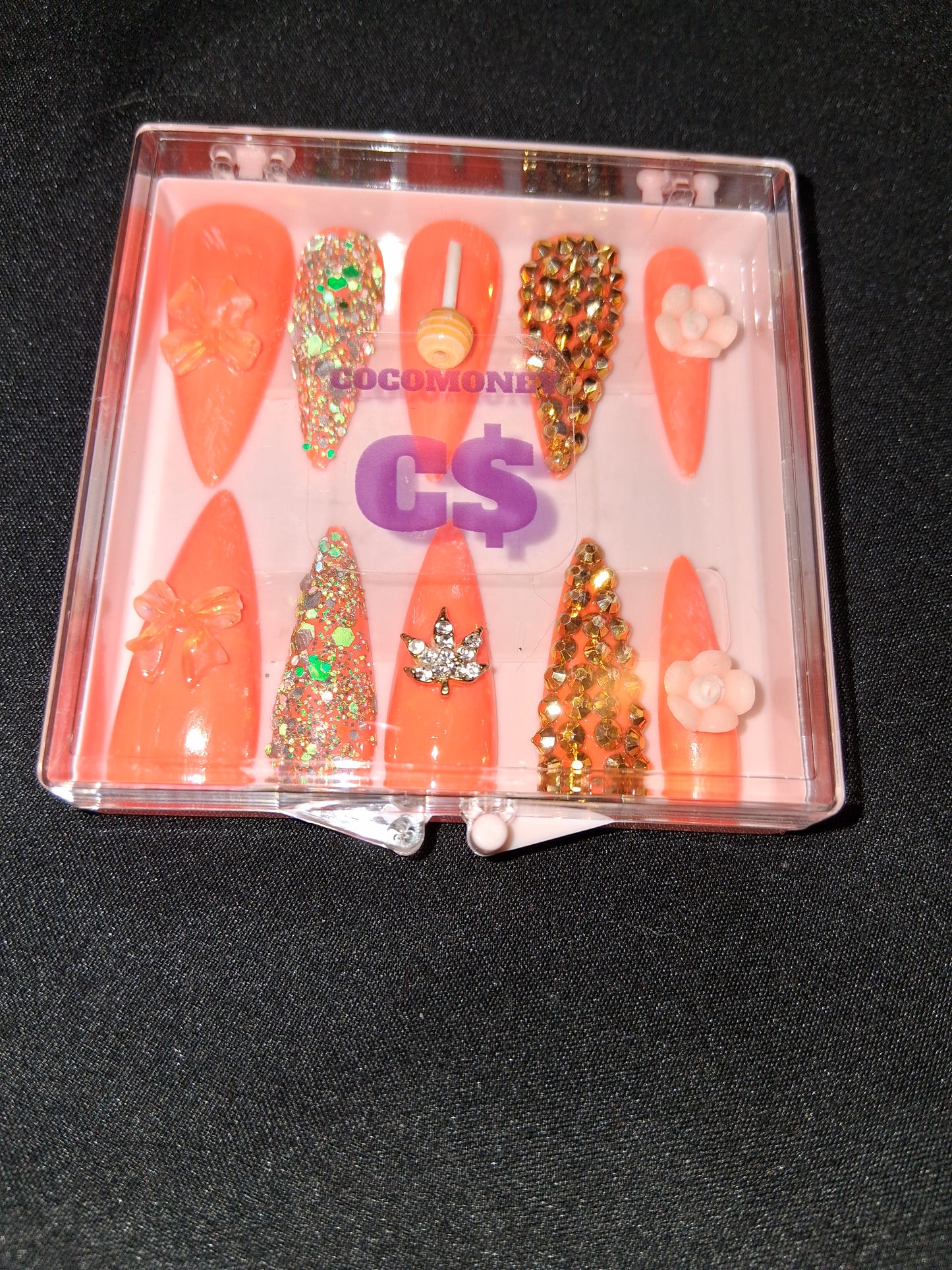 COCOMONEY NAILS CUSTOM ONE OF A KIND PIECES WITH NAIL BAG AND FREE GIFTS