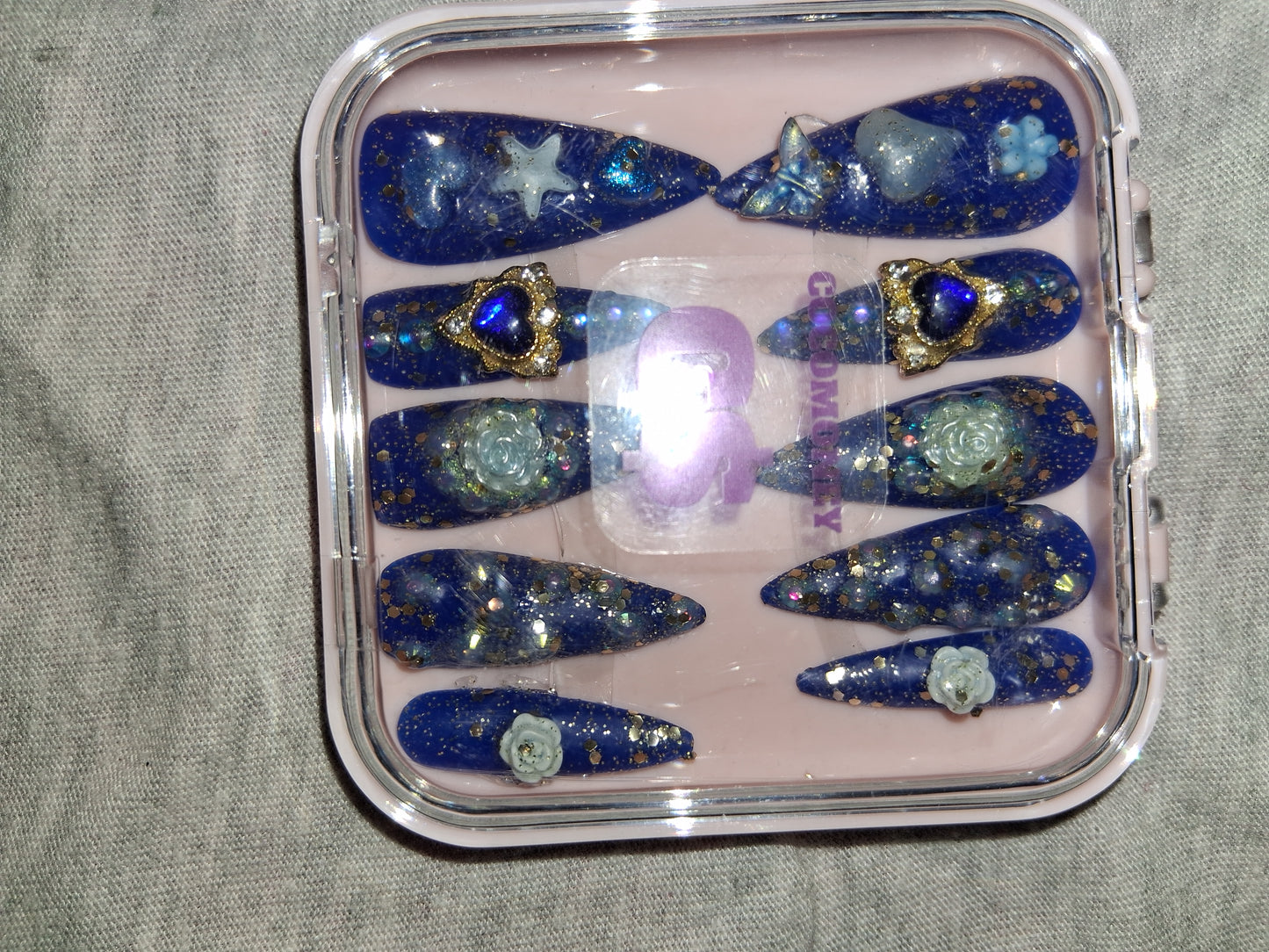 COCOMONEY NAILS CUSTOM 1 OF 1 GLUE ON PRESS ON COMES WITH FREE GIFTS #b79