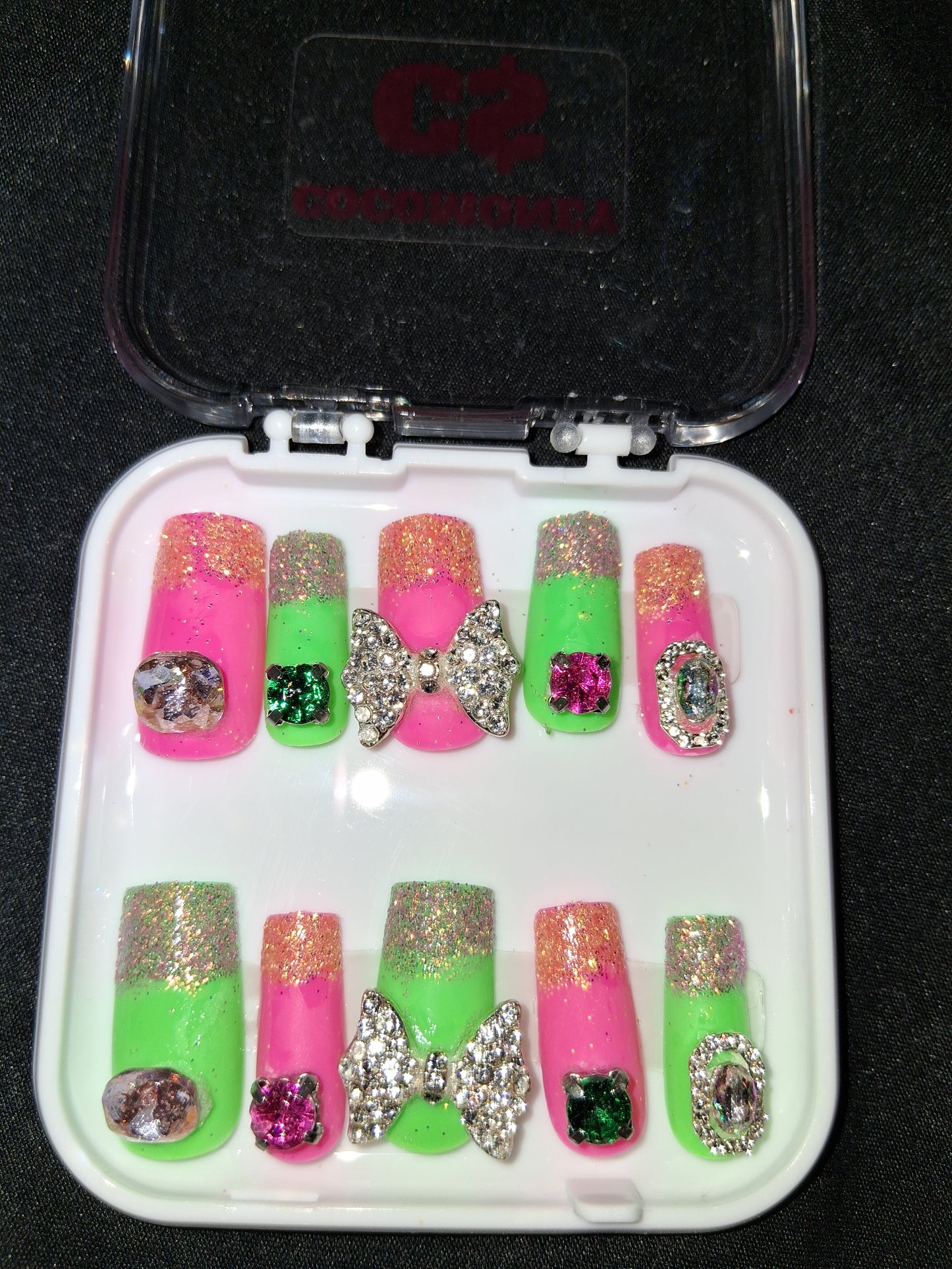 COCOMONEY NAILS CUSTOM ONE OF A KIND PIECES WITH NAIL BAG AND FREE GIFTS ACRYLIC