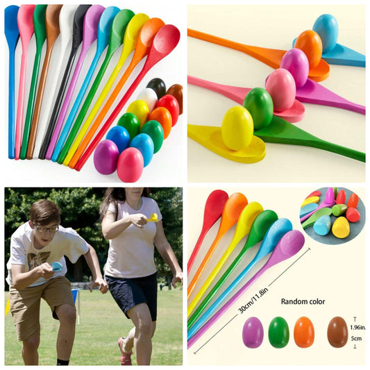 4 Set- Egg And Spoon Race Game Set, Carnival Games For Family Events Festivals Outdoor Patio Easter Egg Hunt Birthday Party Lawn pvc party