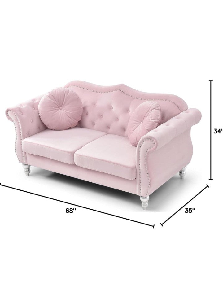 Hollywood Velvet Loveseat in Pink