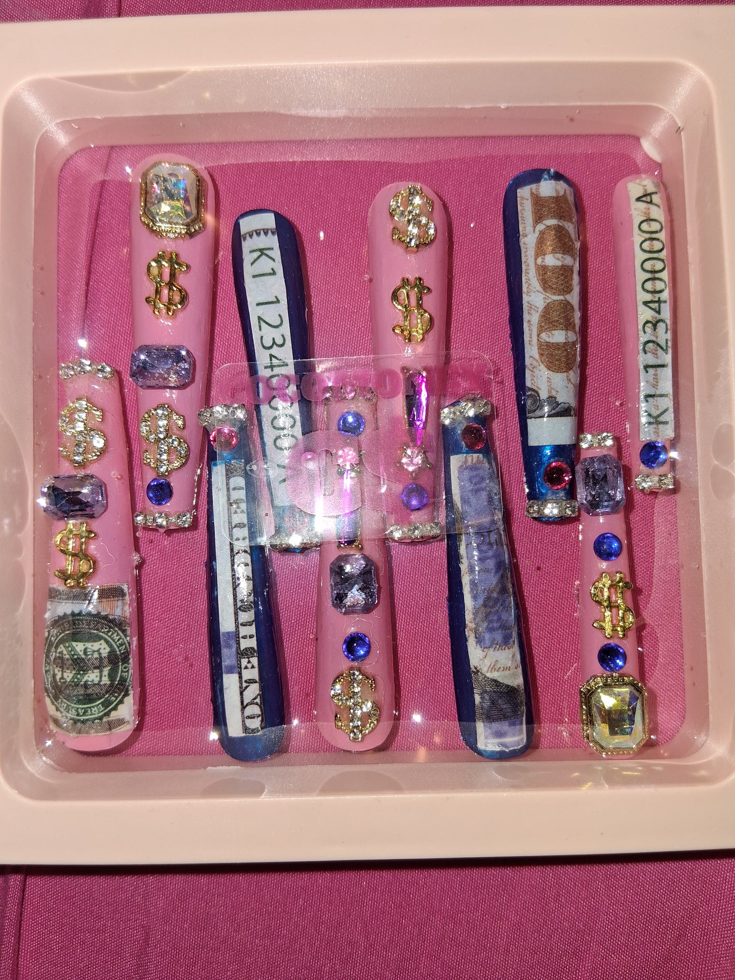 COCOMONEY NAILS CUSTOM 1 OF 1 GLUE ON PRESS ON COMES WITH FREE GIFTS #o46