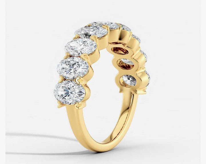 COCOMONEY IGI Certified 3 1/4 Carat Oval Shape Lab Grown Diamond Semi Eternity Wedding Band Ring for Women in 14k Gold (G-H, VS-SI, cttw) Anniversary Promise Stackable Band Ring Size 4 to 9 by Diamond Wish