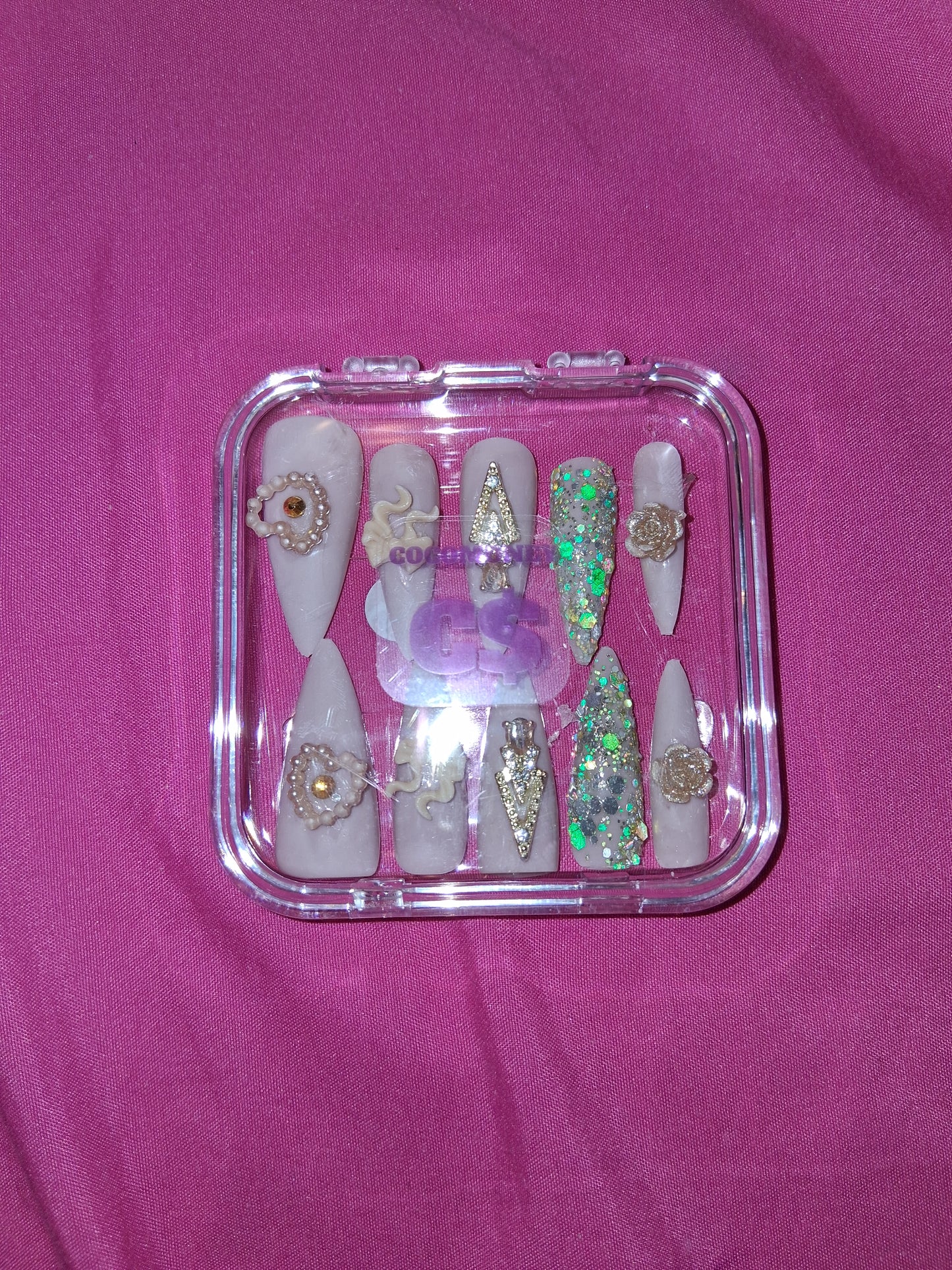 COCOMONEY NAILS CUSTOM 1 OF 1 GLUE ON PRESS ON COMES WITH FREE GIFTS #b75