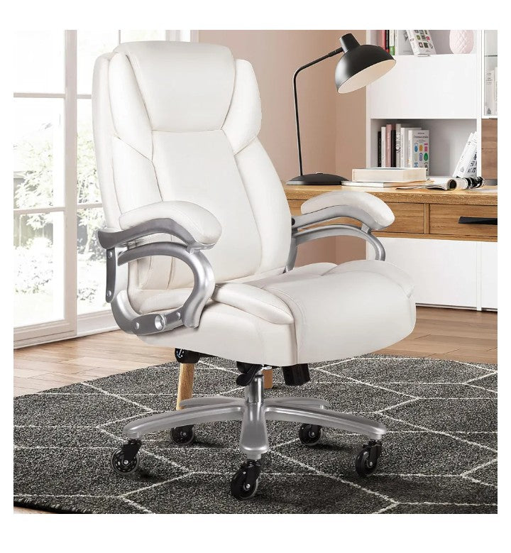 Heavy Duty Office Chair for Low Back Pain Relief, Big and Tall Office Chair with Ergonomic Lumbar Support, High Back Executive Chair with Quiet Rubber Wheel