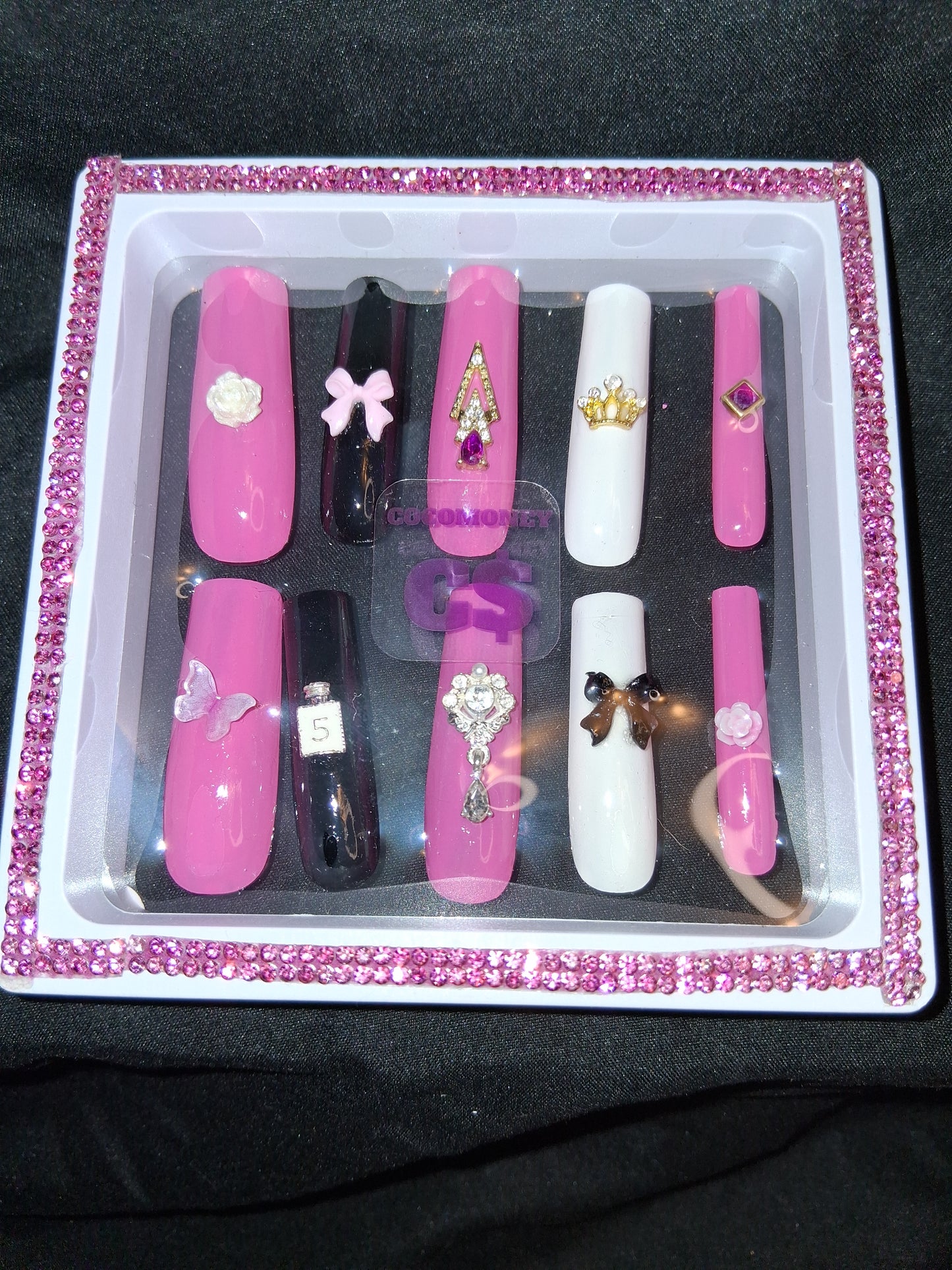 COCOMONEY NAILS CUSTOM 1 OF 1 GLUE ON PRESS ON COMES WITH FREE GIFTS #o89