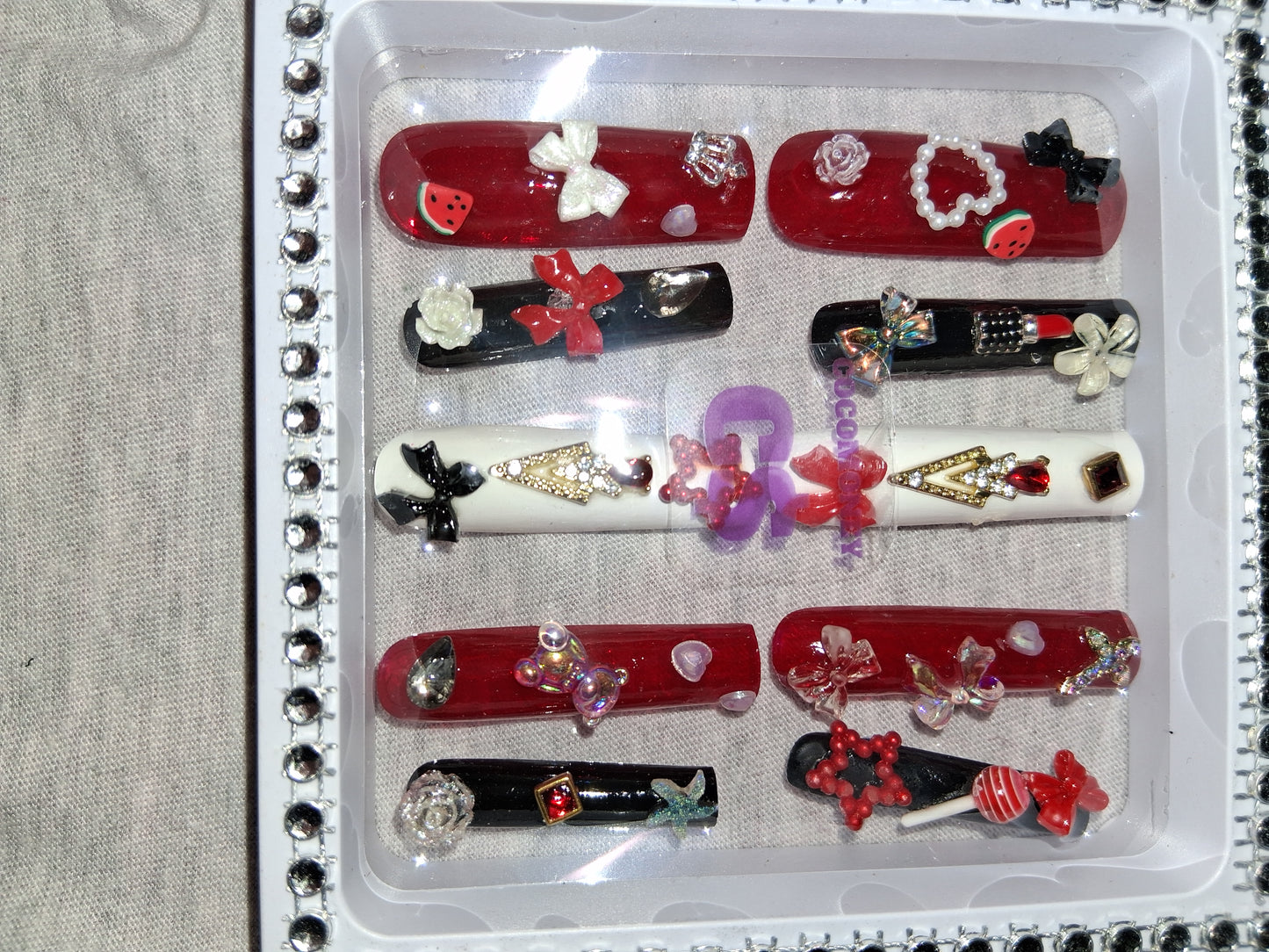 COCOMONEY NAILS CUSTOM 1 OF 1 GLUE ON PRESS ON COMES WITH FREE GIFTS #p32