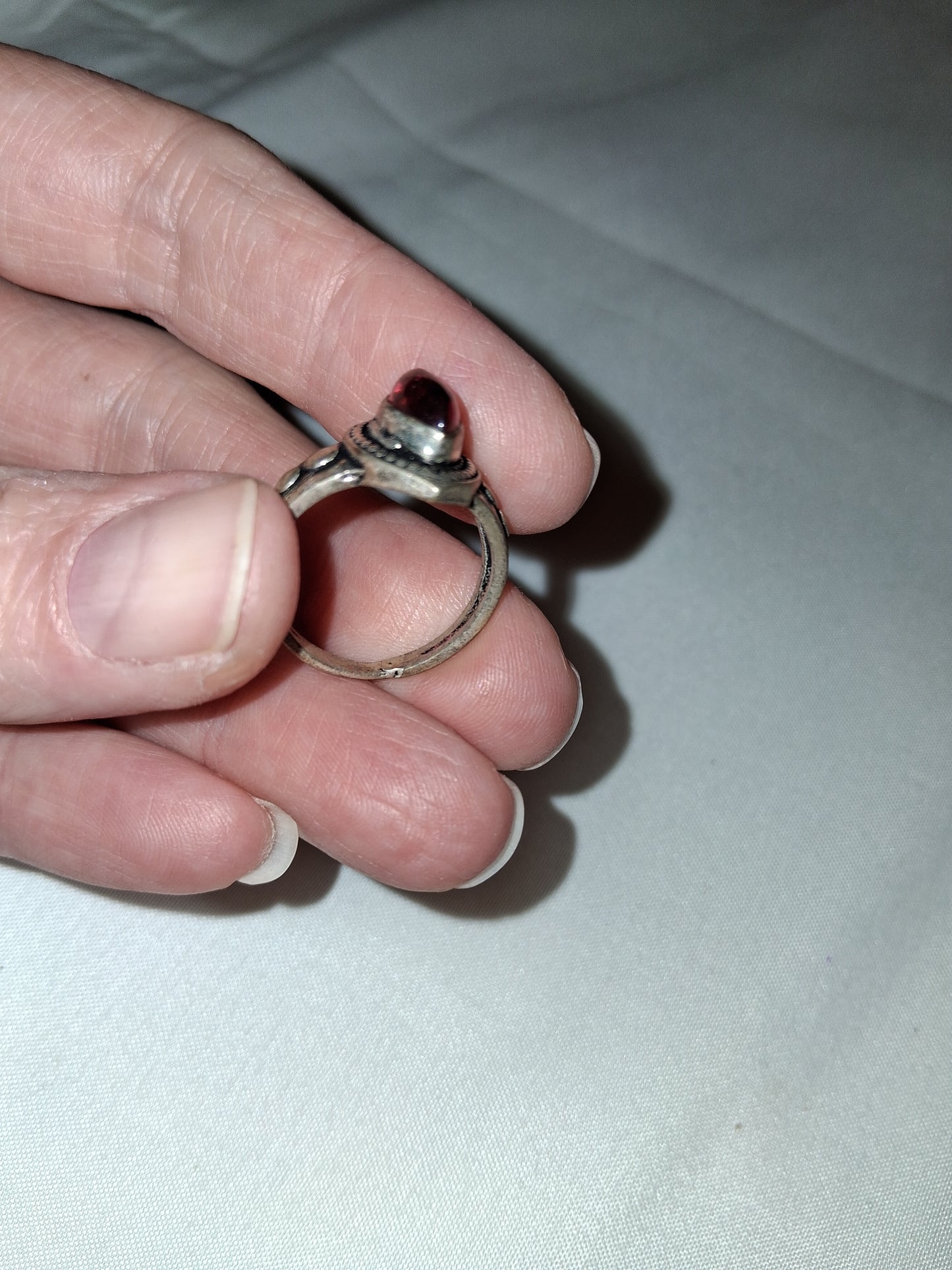 Red silver ring size 8
