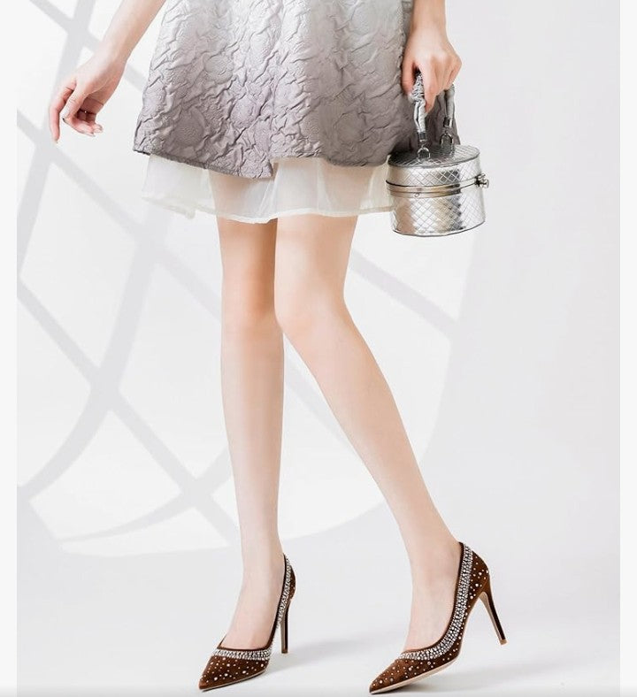 Women's Pumps Sexy Rhinestone High Heels 4 inch Pointed Closed Toe Stiletto Heel Evening Party Wedding Comfortable Dress Shoes