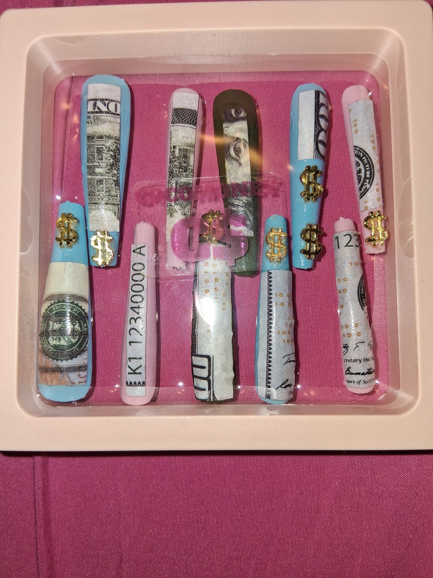 COCOMONEY NAILS CUSTOM 1 OF 1 GLUE ON PRESS ON COMES WITH FREE GIFTS #o41