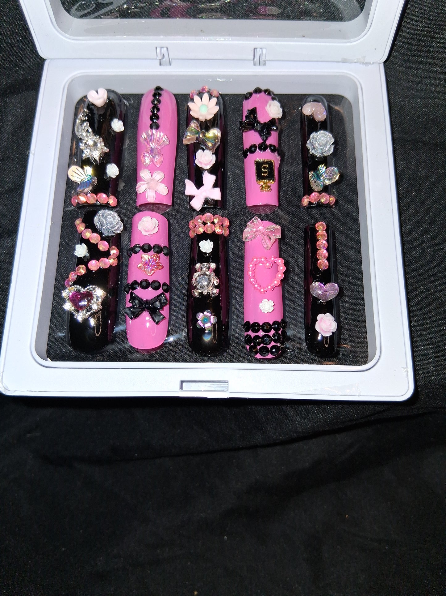 COCOMONEY NAILS CUSTOM 1 OF 1 GLUE ON PRESS ON COMES WITH FREE GIFTS #o67
