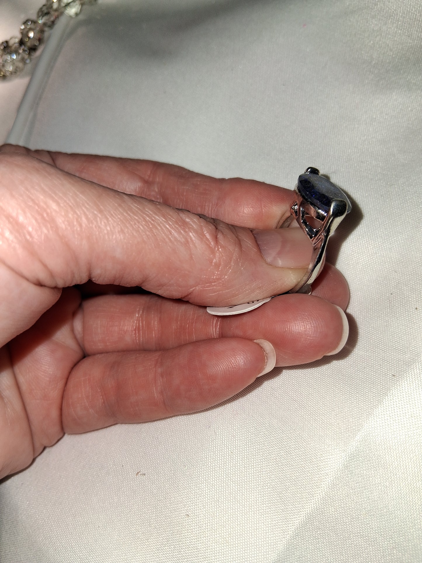 Stainless steel ring blue size 6