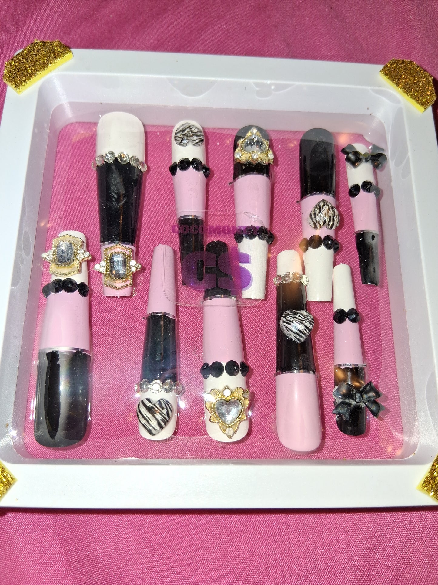 COCOMONEY NAILS CUSTOM 1 OF 1 GLUE ON PRESS ON COMES WITH FREE GIFTS #o16