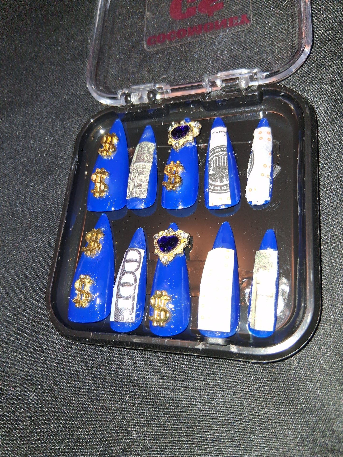 COCOMONEY NAILS CUSTOM 1 OF A KIND PIECES ACRYLIC COMES WITH FREE GIFTS