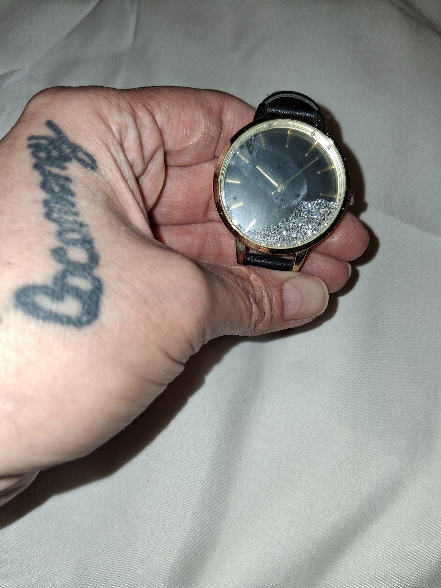Womens watch loose stones black only 1