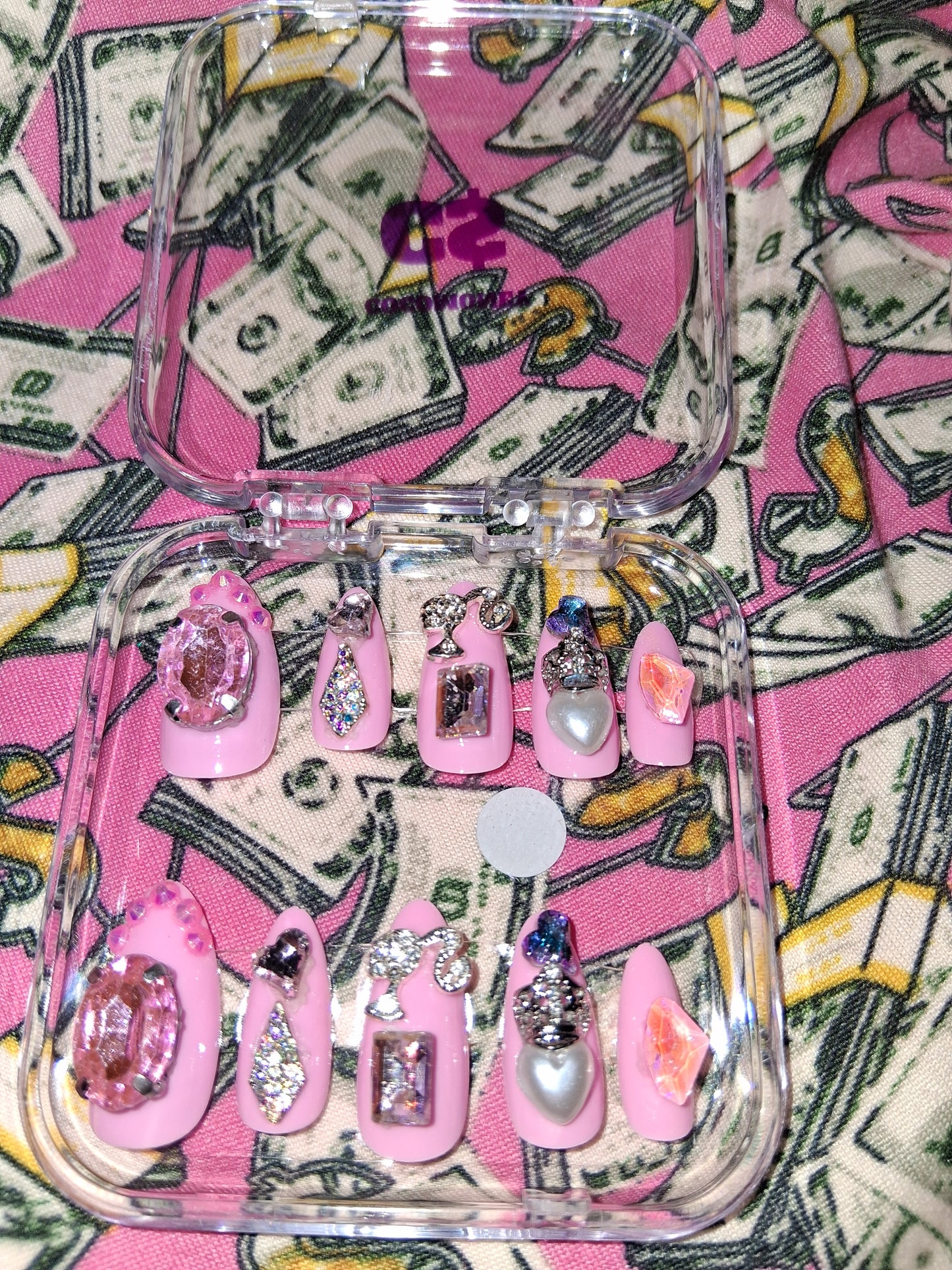 COCOMONEY NAILS CUSTOM 1 OF 1 GLUE ON PRESS ON COMES WITH FREE GIFTS #b78