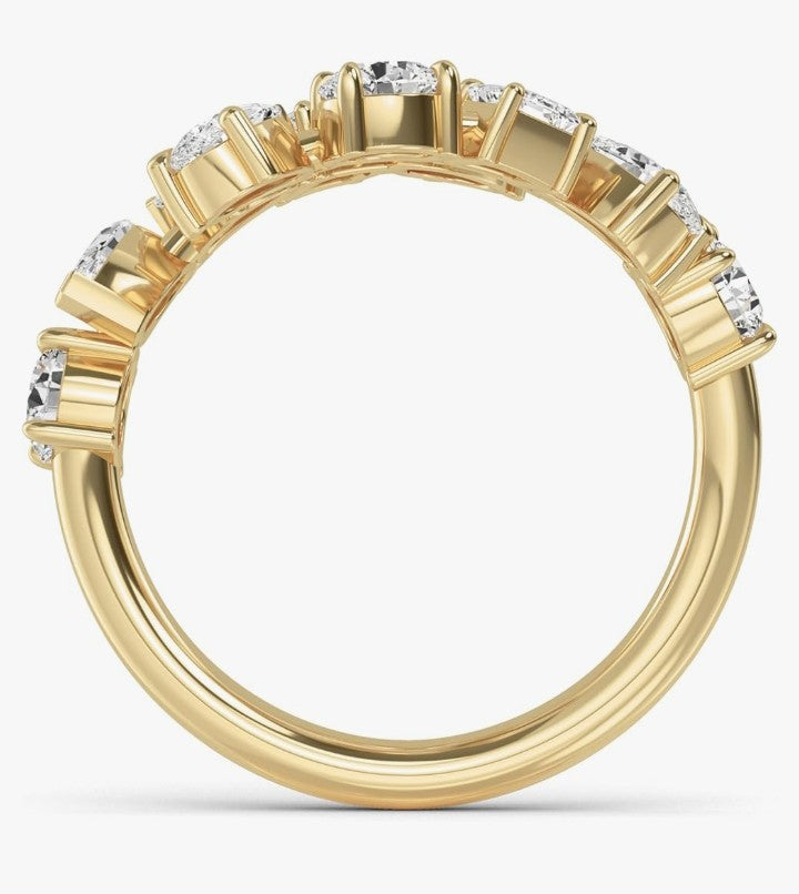 COCOMONEY 8 Carat (ctw) White Gold Round, Marquise, Emerald,Pear Cut LAB GROWN Diamond Stackable Ring (Color E-F Clarity VS2-SI1)