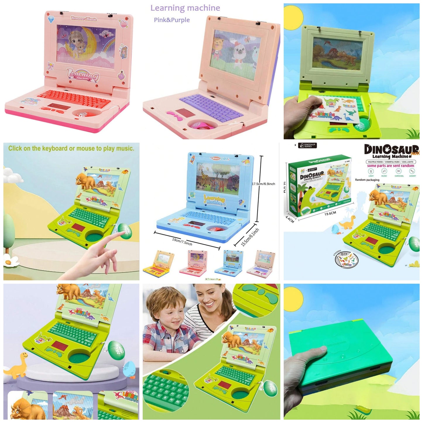 1PC Laptop De Aprendizagem Para Crianças,Educational LED Music, Electronic Cognitive Development Simulation, Computer Toy 3 and up abs