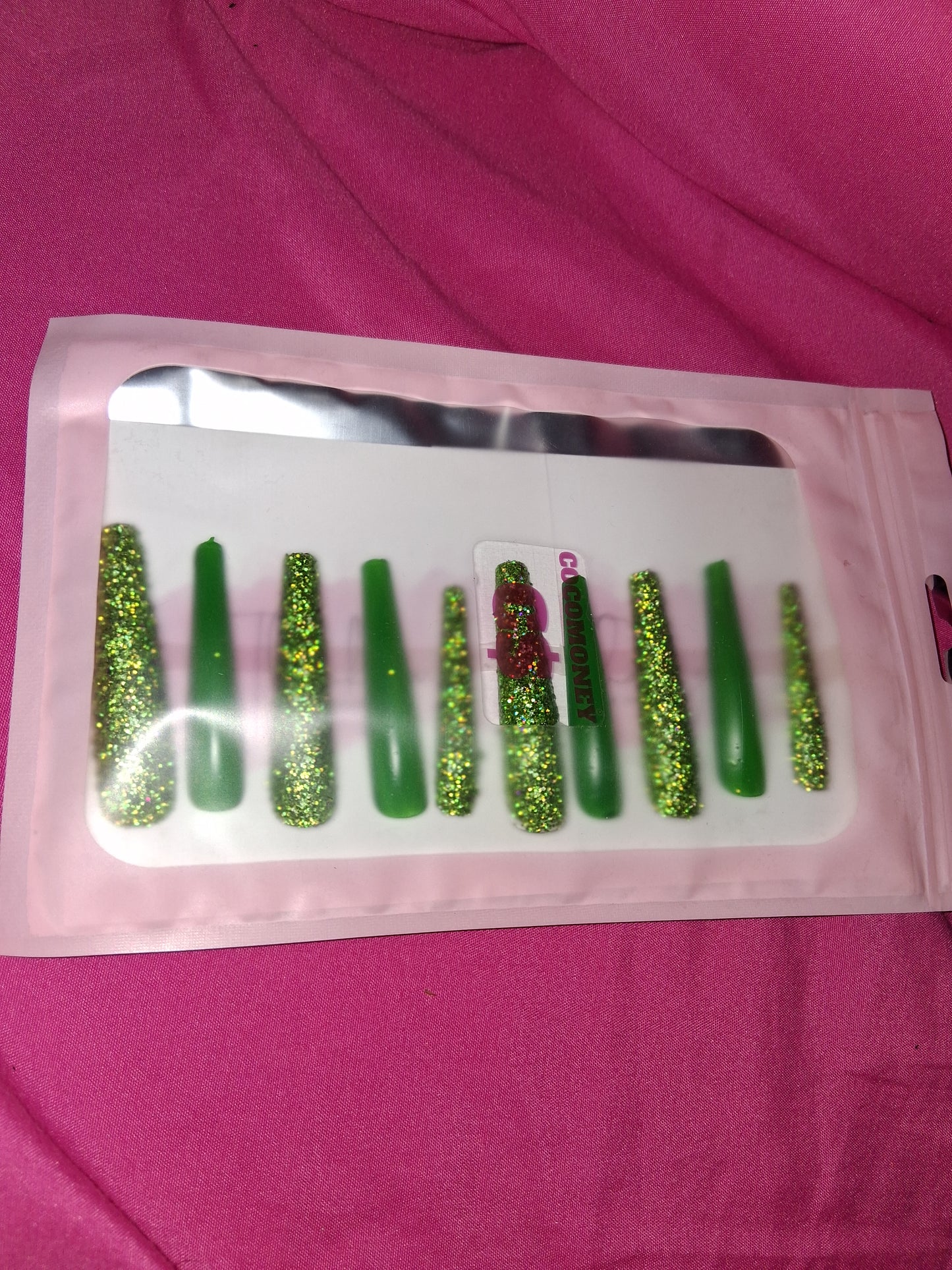 COCOMONEY NAILS CUSTOM 1 OF 1 GLUE ON PRESS ON COMES WITH FREE GIFTS #g4