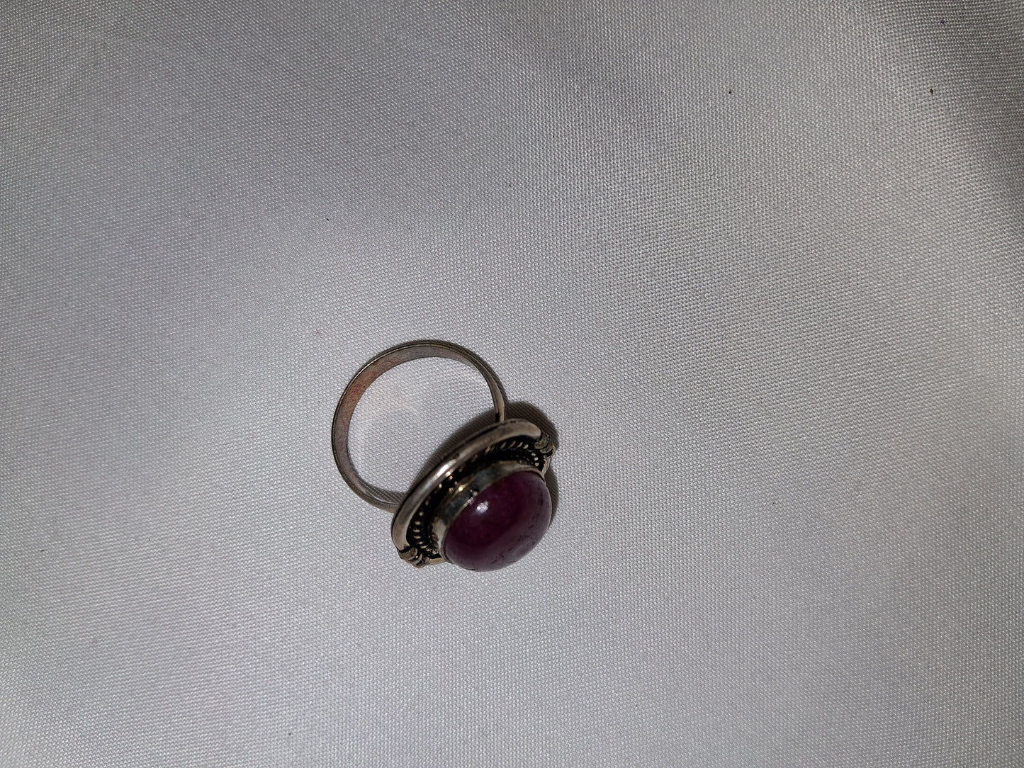 Red stone silver plated ring size 9
