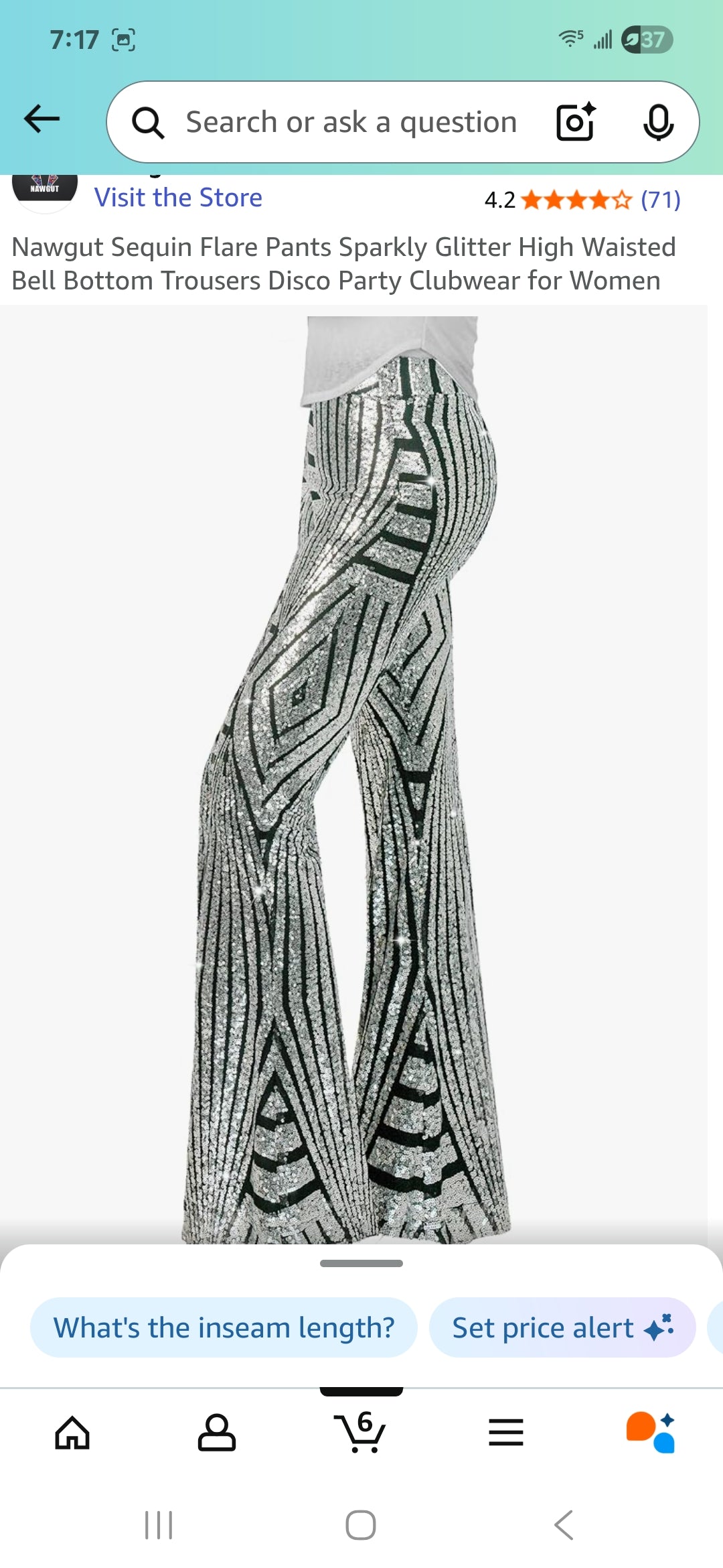 Sequin Flare Pants Sparkly Glitter High Waisted Bell Bottom Trousers Disco Party Clubwear