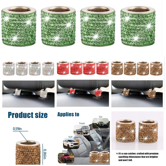 4 Pack Car Headrest Collars, Bling Car Head Rest Collars Rings Decor, Rhinestone Car Head Rest Collars, Diamond Interior Car Seat Accessory