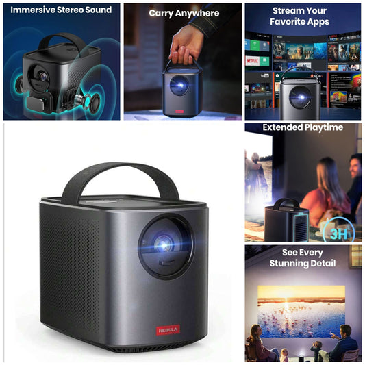 Outdoor Projector, Anker NEBULA Mars II Pro 500 ANSI Lumen Portable Projector, Native 720P, 40-100 Inch Image TV Projector, Movie Projector With WiFi And Bluetooth, 3Hr Video Playtime, Watch AnywhereOutdoor Projector, Anker NEBULA Mars II Pro 500 ANSI Lum