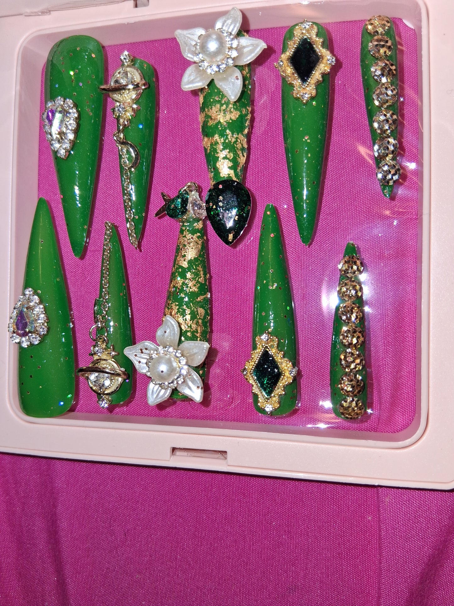 COCOMONEY NAILS CUSTOM 1 OF 1 GLUE ON PRESS ON COMES WITH FREE GIFTS #o30