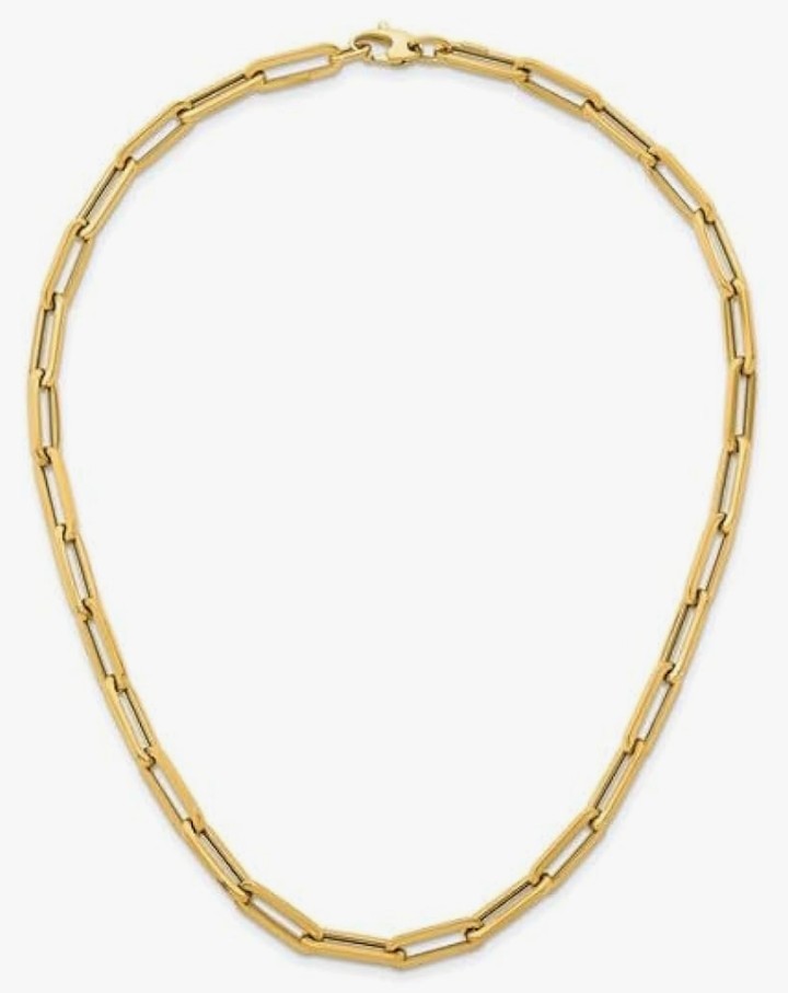 COCOMONEY 14k Yellow Gold Polished 5.3 mm Paperclip Link Chain Necklace 16" to 34"