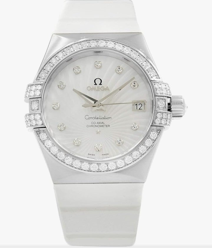 Omega
Omega Constellation 18k White Gold MOP Dial Diamond Watch 123.57.35.20.55.005