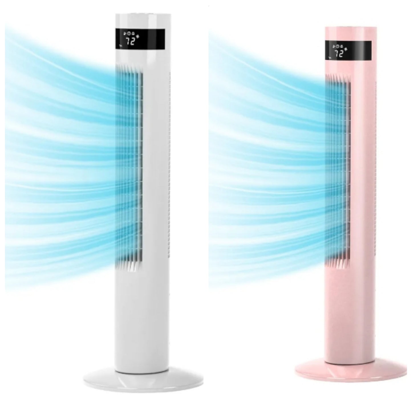 Tower Fan with Remote Control, Standing Fan for Office, Oscillating Fan for Home with Children/Pets/Elders,Time Settings,LCD Display,45W,Oscillation, 36" Pink or White