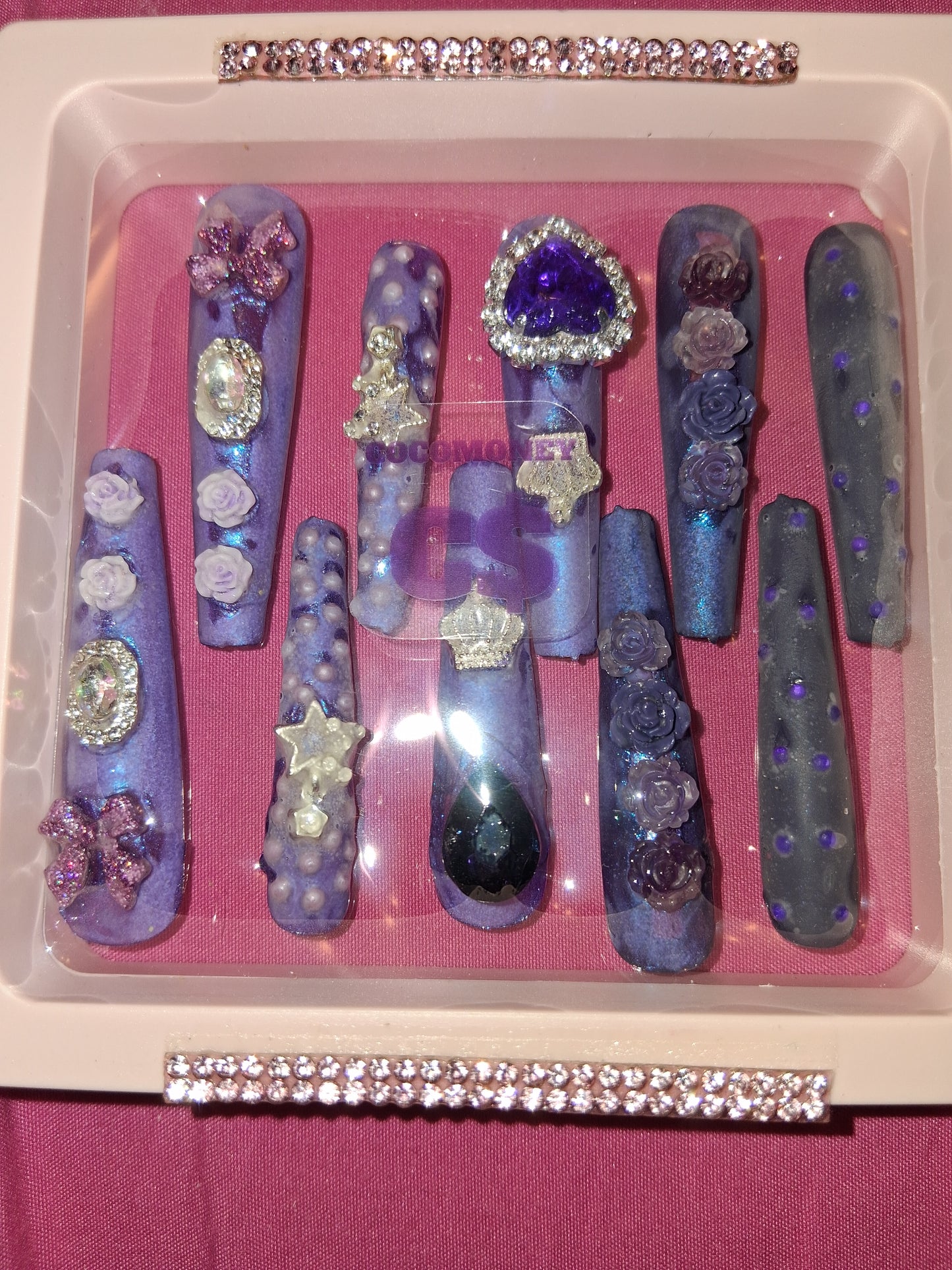 COCOMONEY NAILS CUSTOM 1 OF 1 GLUE ON PRESS ON COMES WITH FREE GIFTS #o17