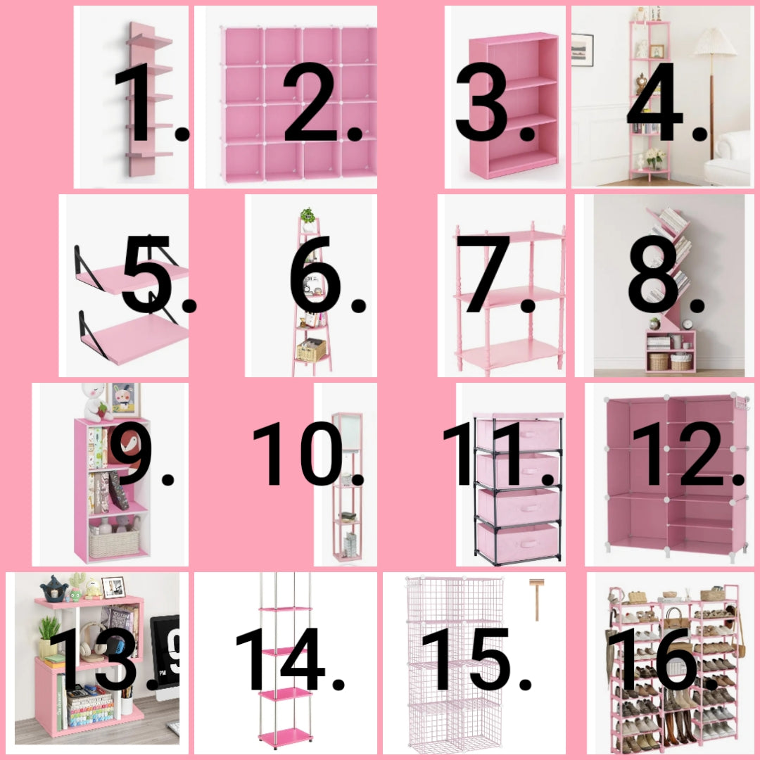 Pink shelf in various options choose your number option below