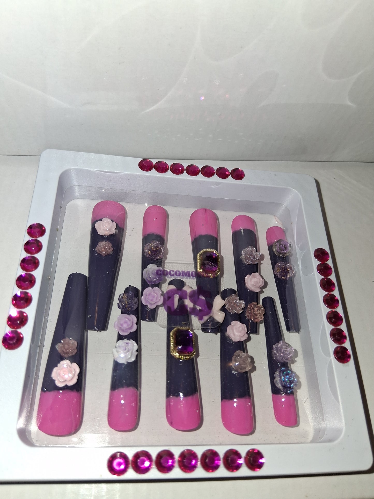 COCOMONEY NAILS CUSTOM 1 OF 1 GLUE ON PRESS ON COMES WITH FREE GIFTS #o66